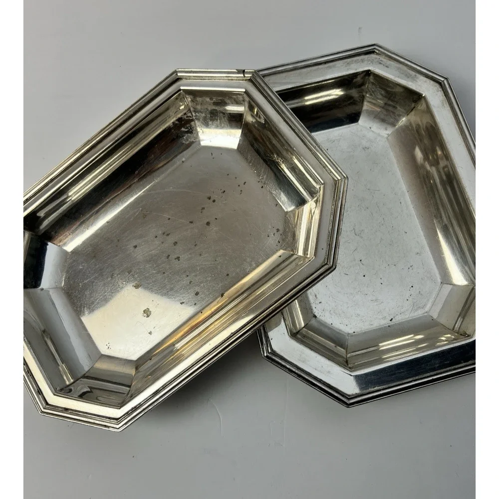 Silver Plate Covered Serving Dish Dinnerware Party Tray Traditional Maximalist